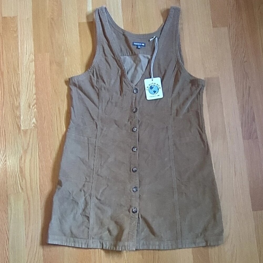 Toad&Co Large Brown Scouter Cord Jumper Dress Y2K CabinCore Cottage Prairie - Picture 3 of 9